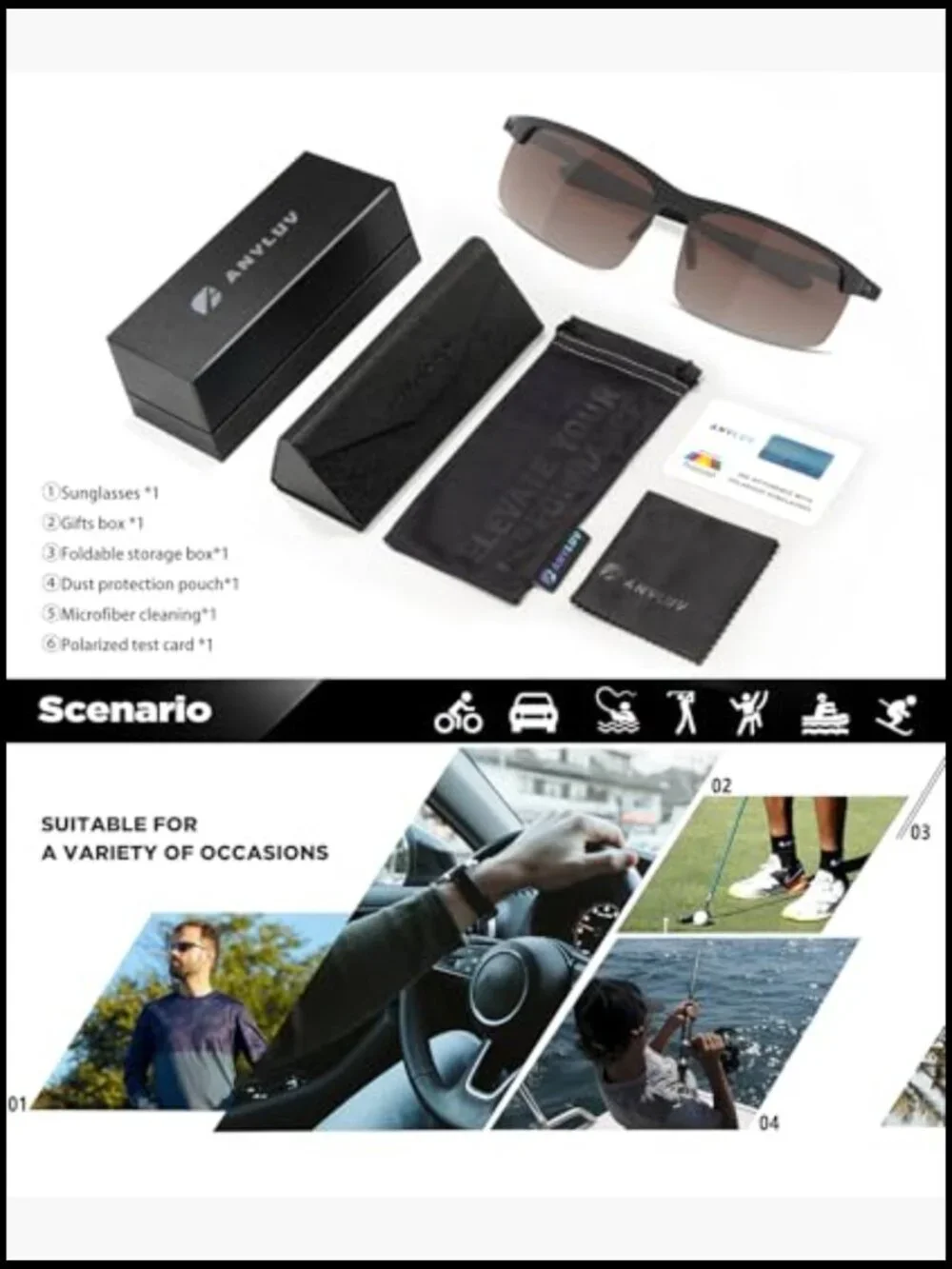 Carbon Fiber Polarized Sunglasses UV400 Protection for Driving Fishing